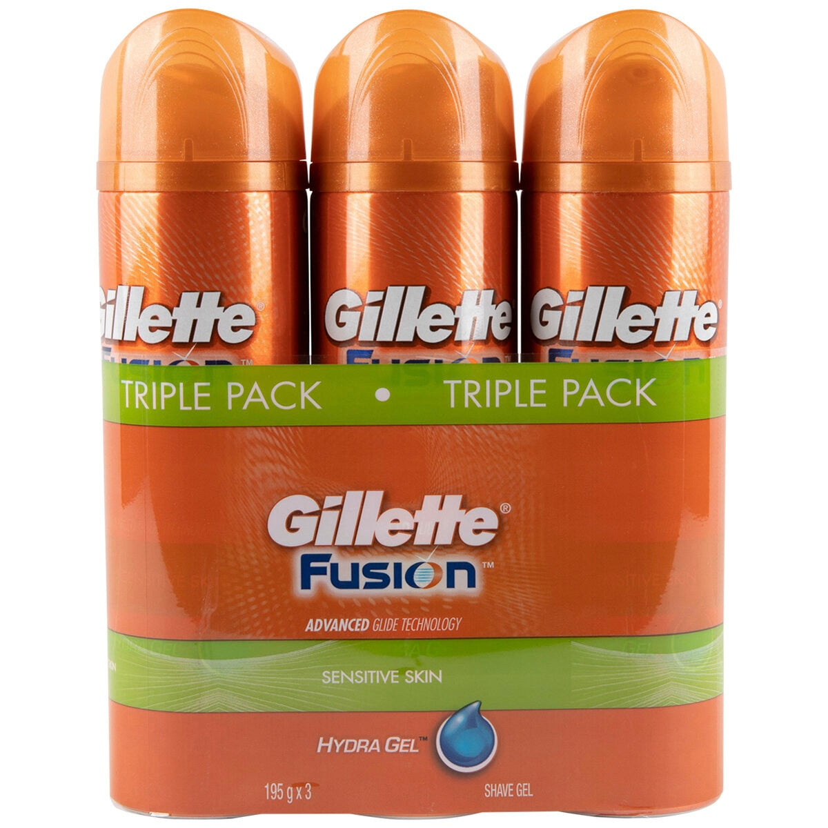 Gillette Fusion Hydra Sensitive Skin Shave Gel 3 x 195g - SuperSaverAU - view 2
