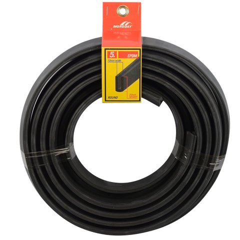 Moroday Round Bottom Rubber Roll, 10 x 20mm x 3m EPDM, Black