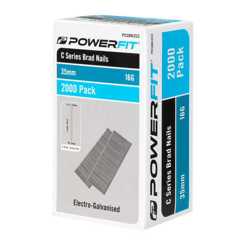 PowerFit 35mm C Series Brad Nails 16 Gauge Electro-Galvanised - 2000 Pack