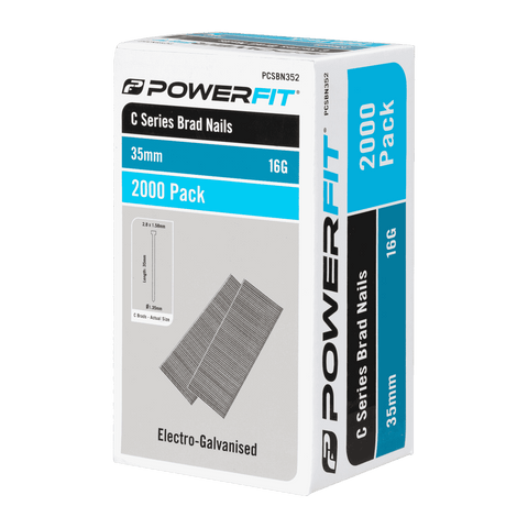 PowerFit 35mm C Series Brad Nails 16 Gauge Electro-Galvanised - 2000 Pack