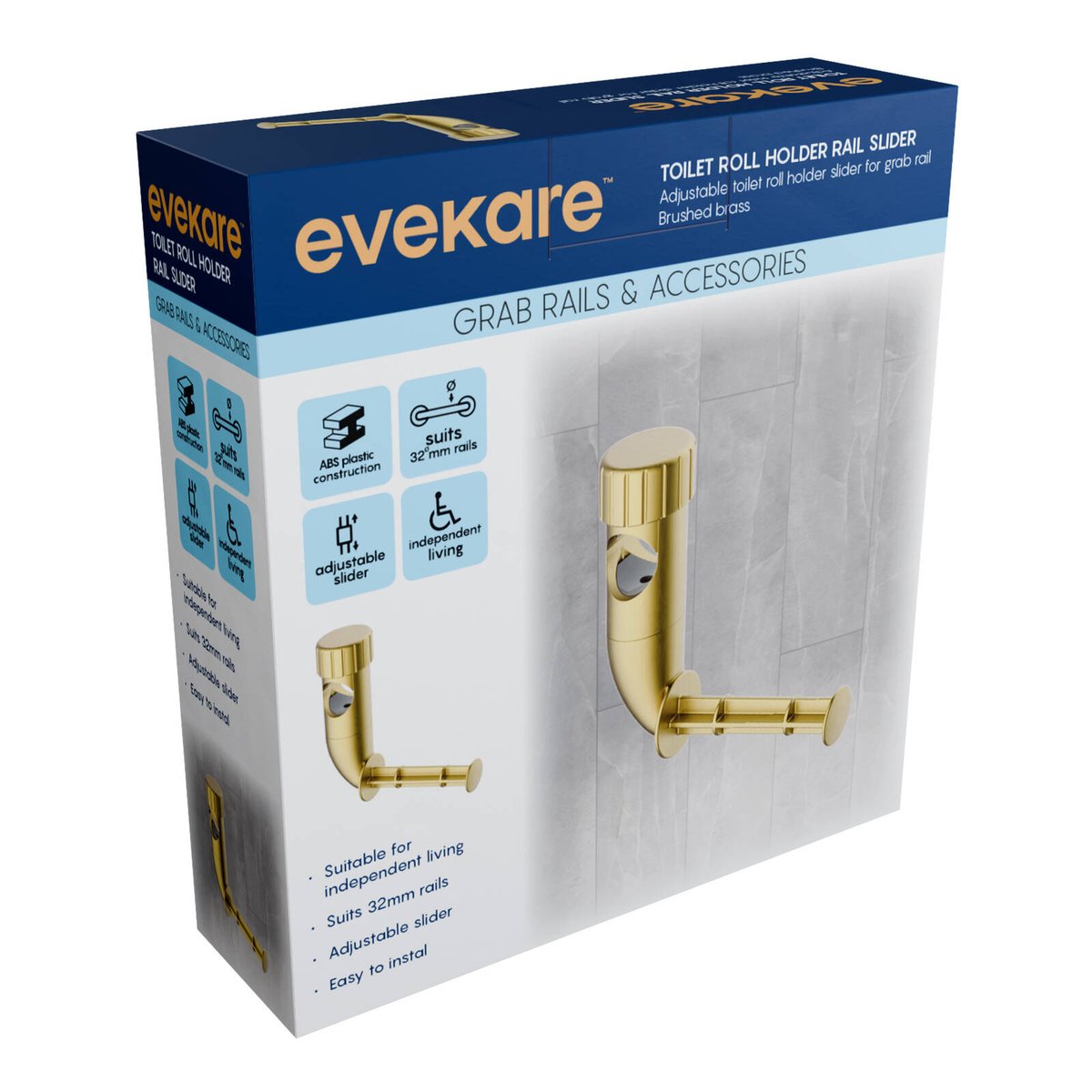 evekare 32mm Brushed Brass Toilet Roll Holder