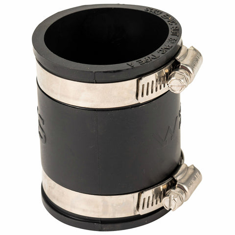 Deks 50mm PVC to PVC Rubber Joiner - EPDM & Stainless Steel, Underground Rated, Black