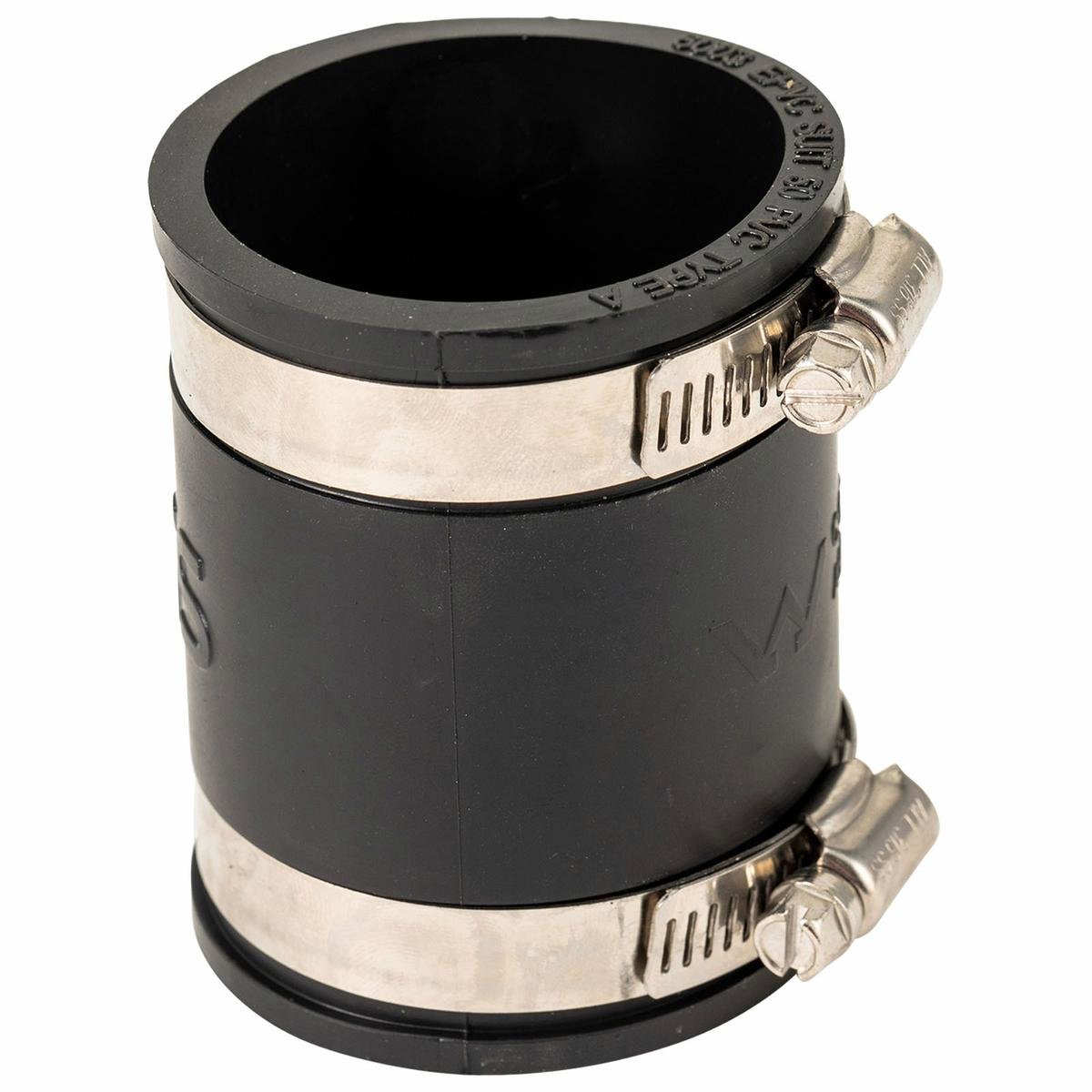 Deks 50mm PVC to PVC Rubber Joiner - EPDM & Stainless Steel, Underground Rated, Black