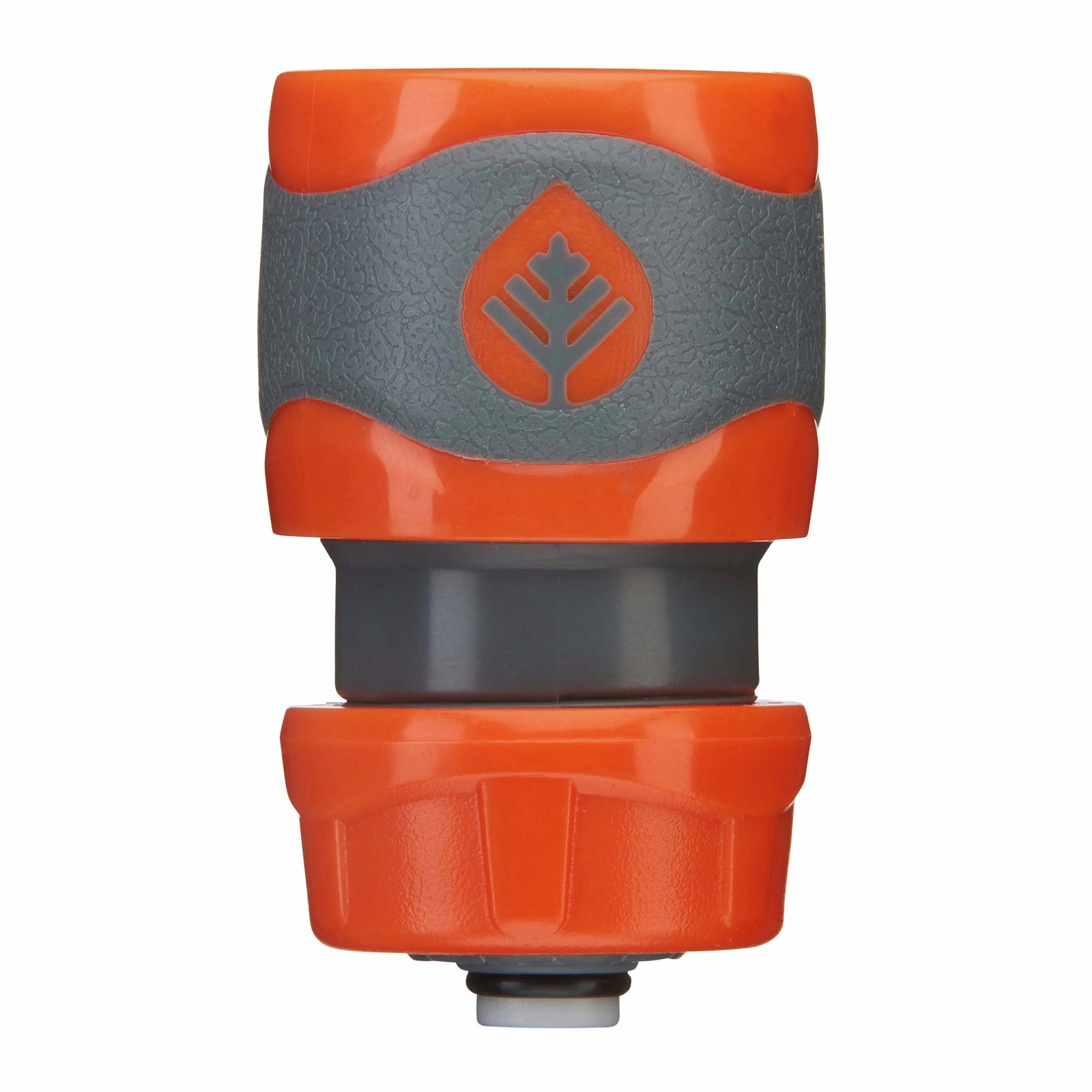 Pope 12mm Comfort Grip Hose Connector with Stop Valve - Snap-On, Orange/Grey
