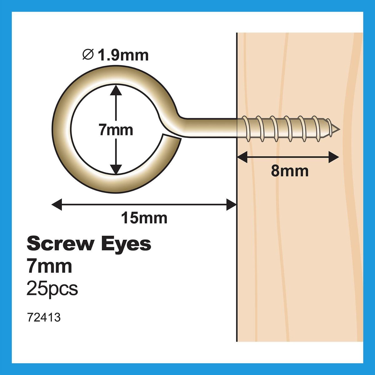 Everhang Screw Eye - 7mm - Brass Plated - 25 Pack - SuperSaverAU - view 4