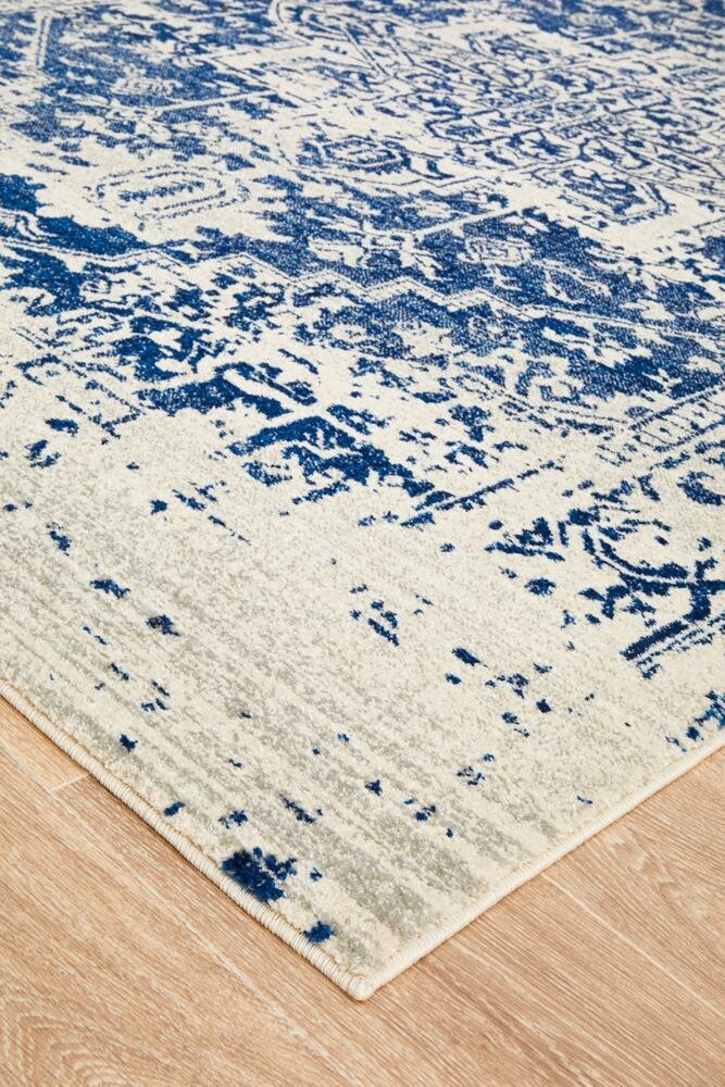 Rug Culture Evoke Large Power Loomed Rug 290x200cm - White Navy Polypropylene - Jute Weft - EVO253WNAV290X200