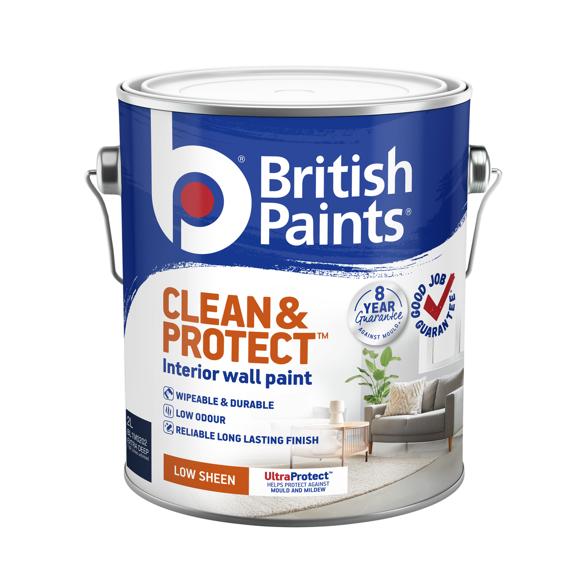 British Paints Extra Deep Clean & Protect Low Sheen Interior Paint 2L