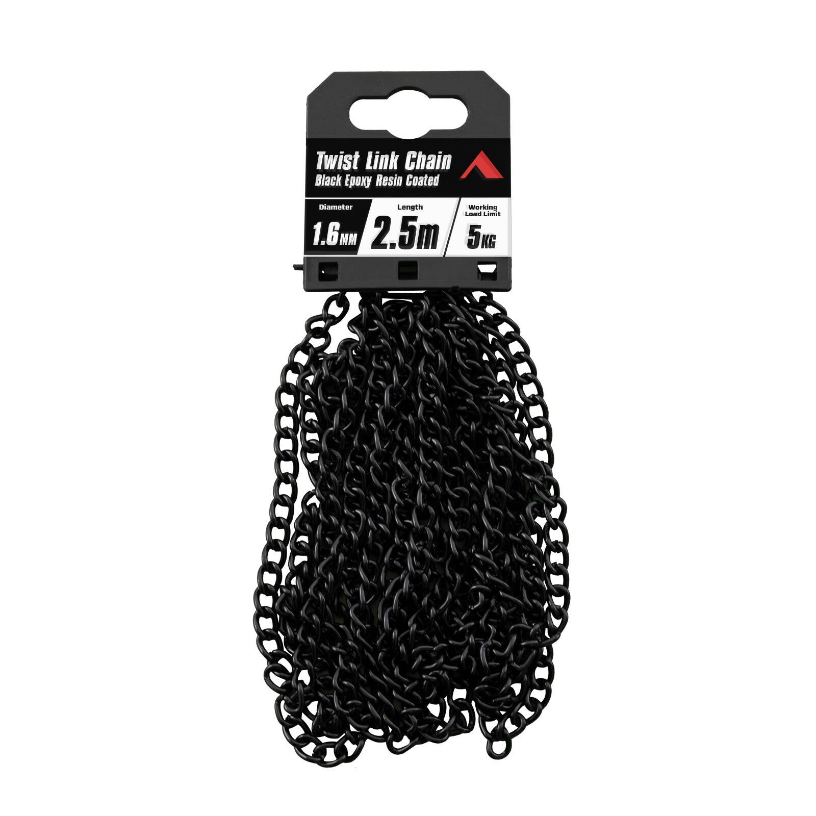 Pinnacle 1.6mm x 2.5m Matte Black Twist Link Chain
