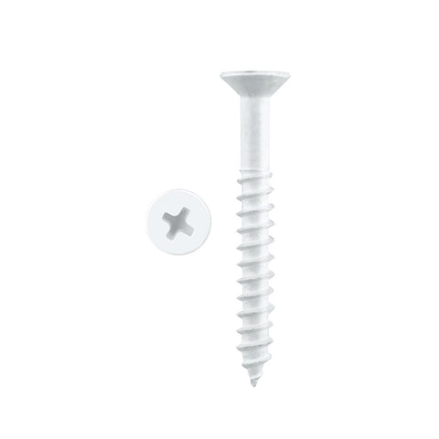 Pinnacle 5.0 x 40mm White Countersunk Timber Screws - 20 Pack