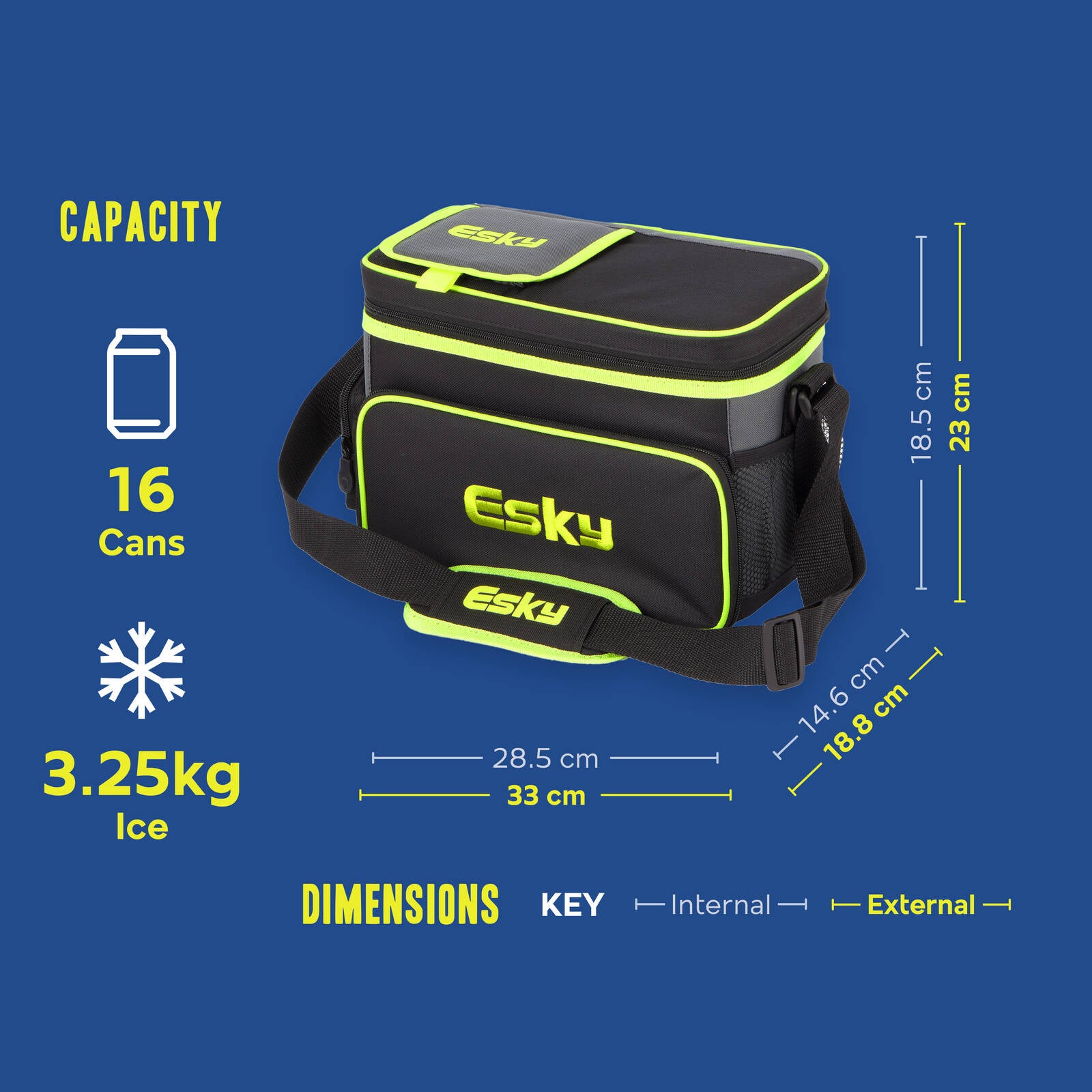 Esky 16 Can Hybrid Cooler, Insulated with Removable Ice Brick