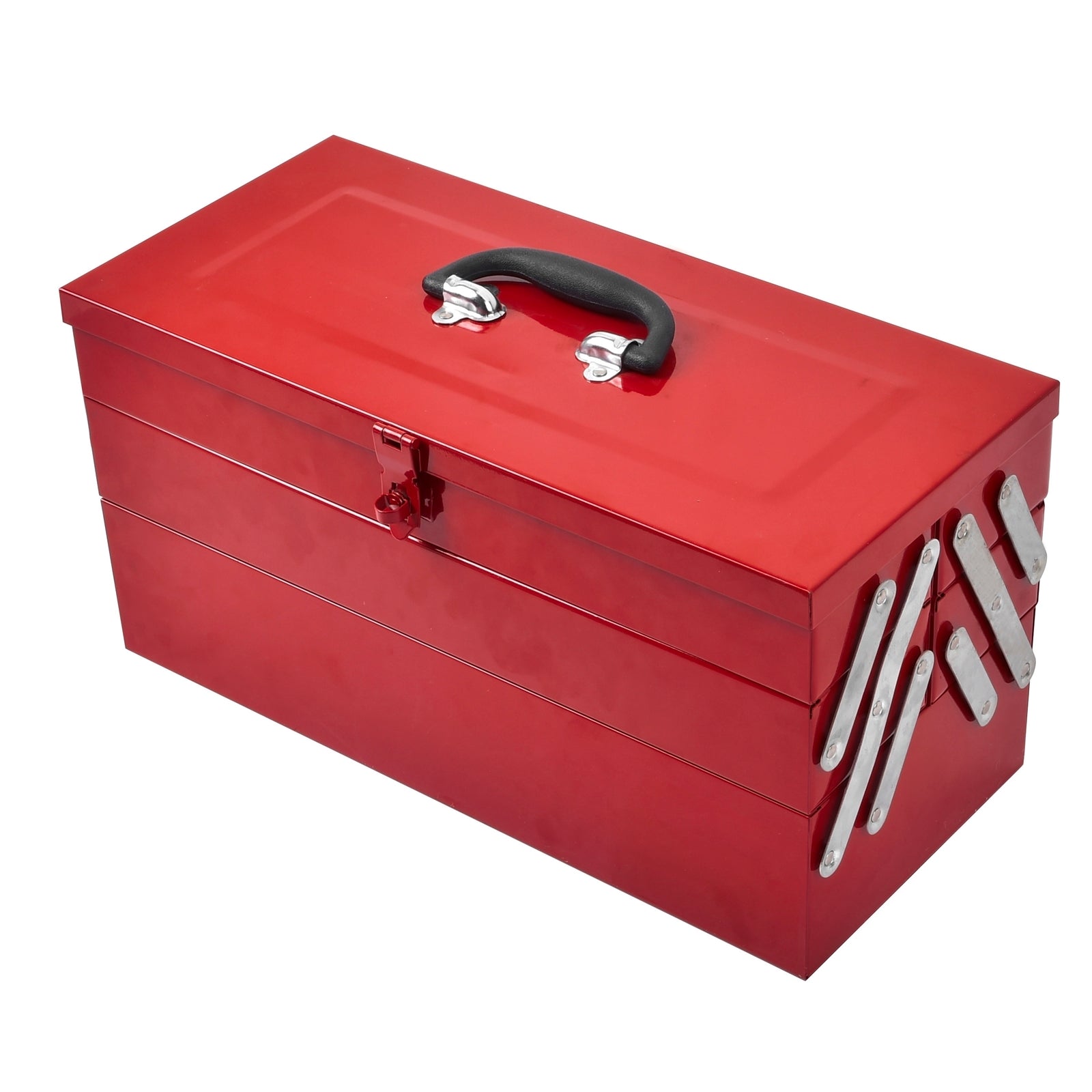 Craftright 460mm 5 Tray Powdercoated Metal Tool Box, Red, Lockable