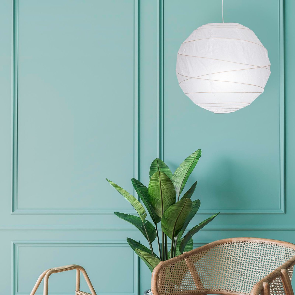 Palla 40cm White Paper & Metal Pendant Shade Indoor
