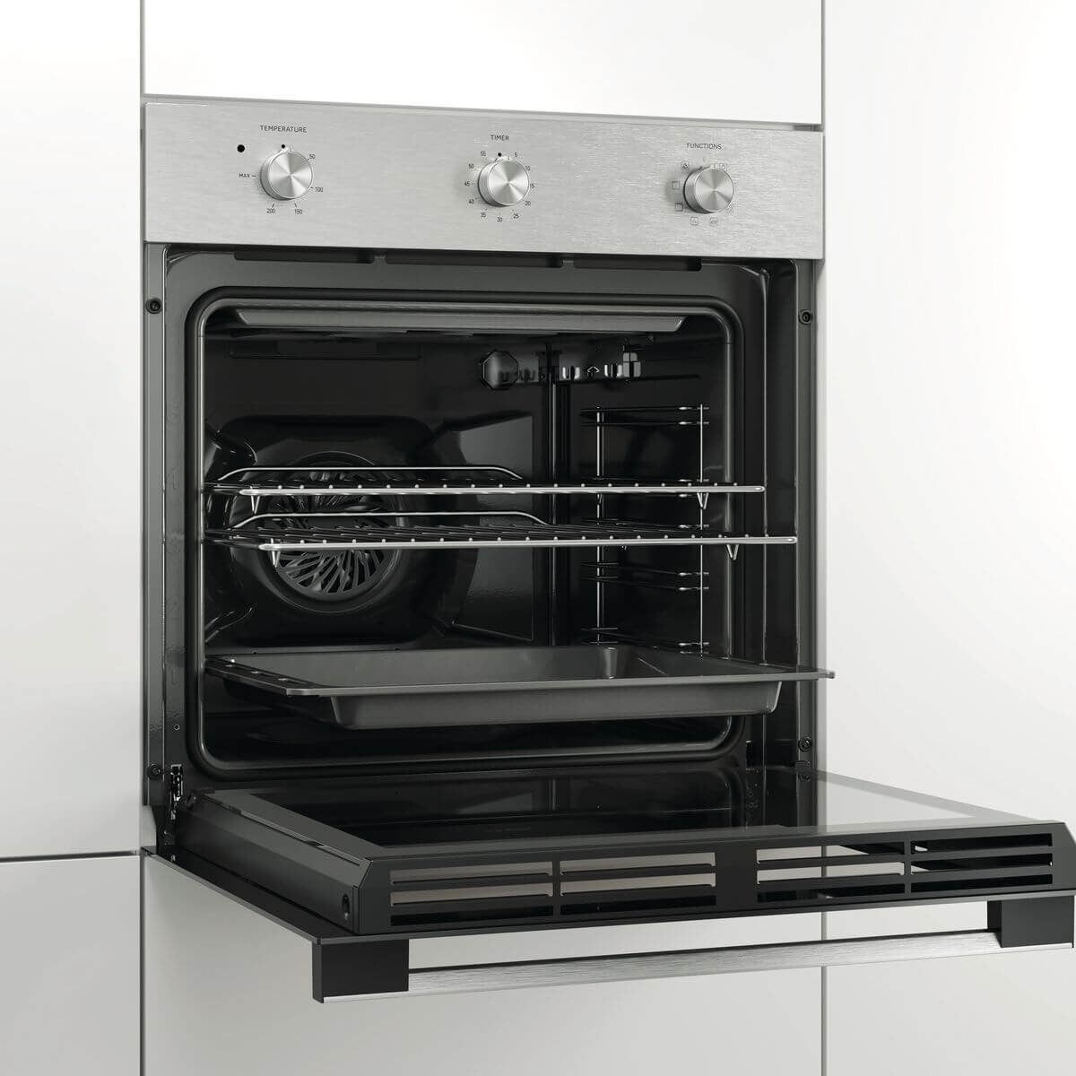 Haier 60cm Multi Function Oven - 70L, Seven Functions, Stainless Steel, Triple Glazed Door - HWO60S7MX4