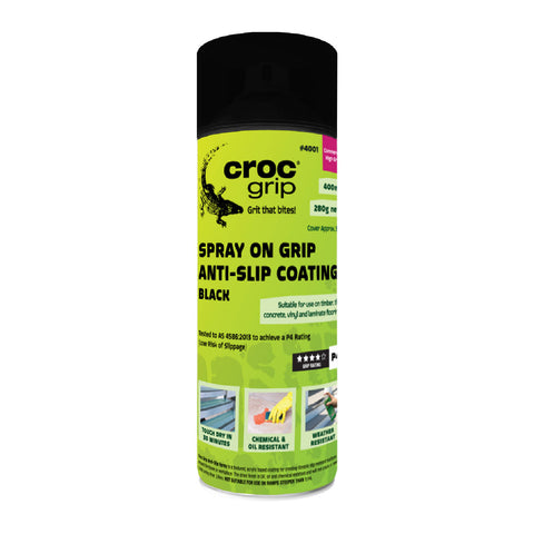 Croc Grip 400ml Black High Grit Spray On Anti-Slip Coating