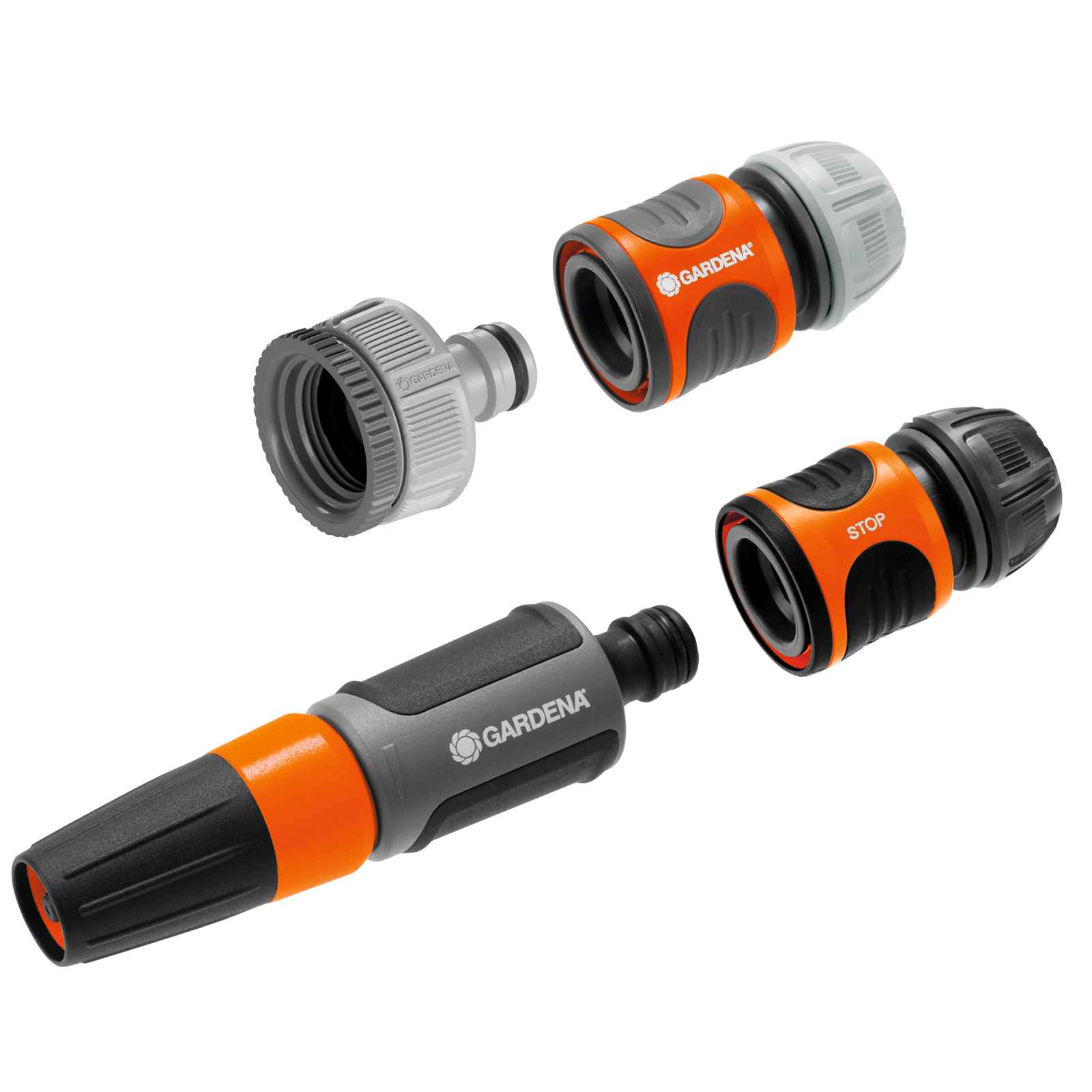 GARDENA 13mm Basic Hose Set, Adjustable Spray Nozzle, Connectors, 1000kPa