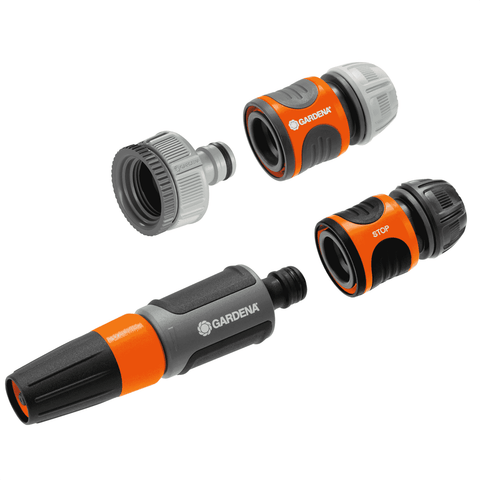 GARDENA 13mm Basic Hose Set, Adjustable Spray Nozzle, Connectors, 1000kPa
