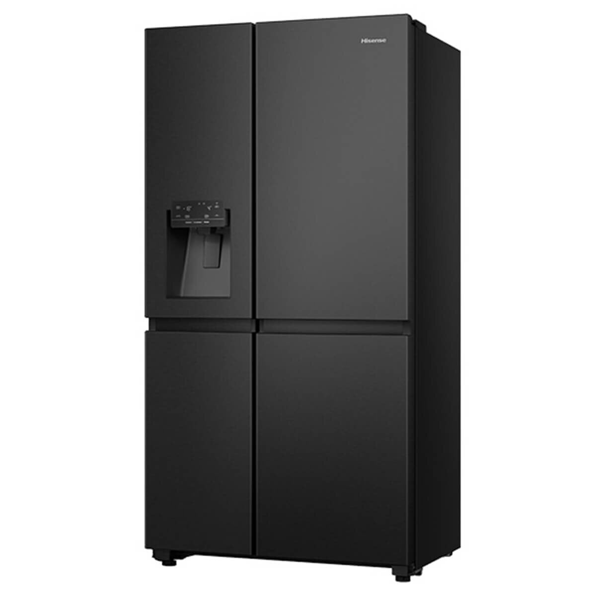 Hisense 632L PureFlat Side by Side Fridge - Black Steel, Non-Plumbed Water and Ice Dispenser - HRSBS633BW