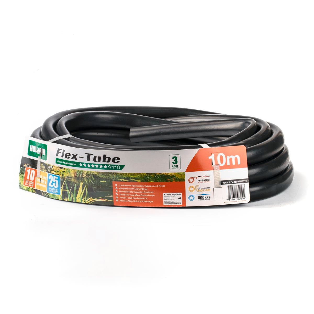 Holman 25mm x 10m Black PVC Flex Tube, 300kPa, Reduces Algae Build-Up