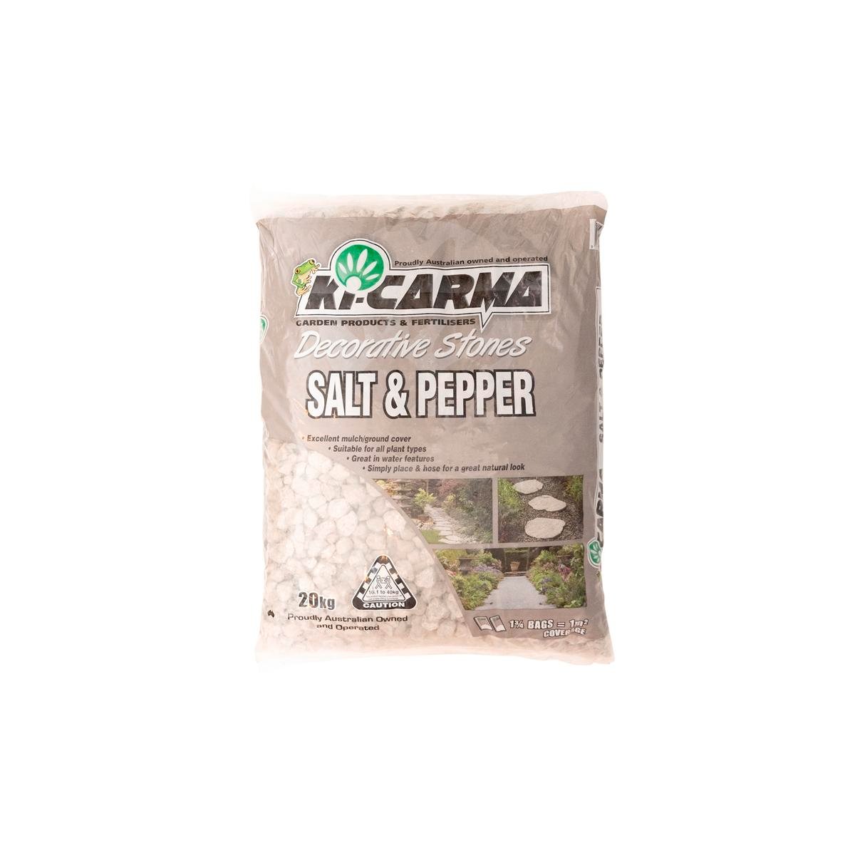 Ki-Carma 20kg 20mm Salt and Pepper Decorative Stones, Garden Pebbles