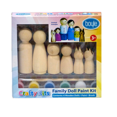 Boyle Crafty Doll Family Kit - Plywood Doll Painting Craft Set for Kids