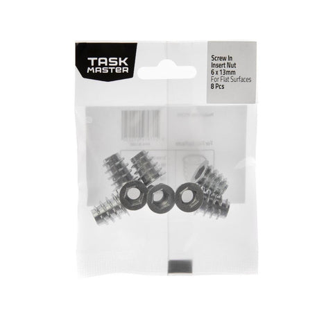 Taskmaster Screw-In Insert Nut - 13mm - Metal - For Soft Wood - SuperSaverAU - view 1