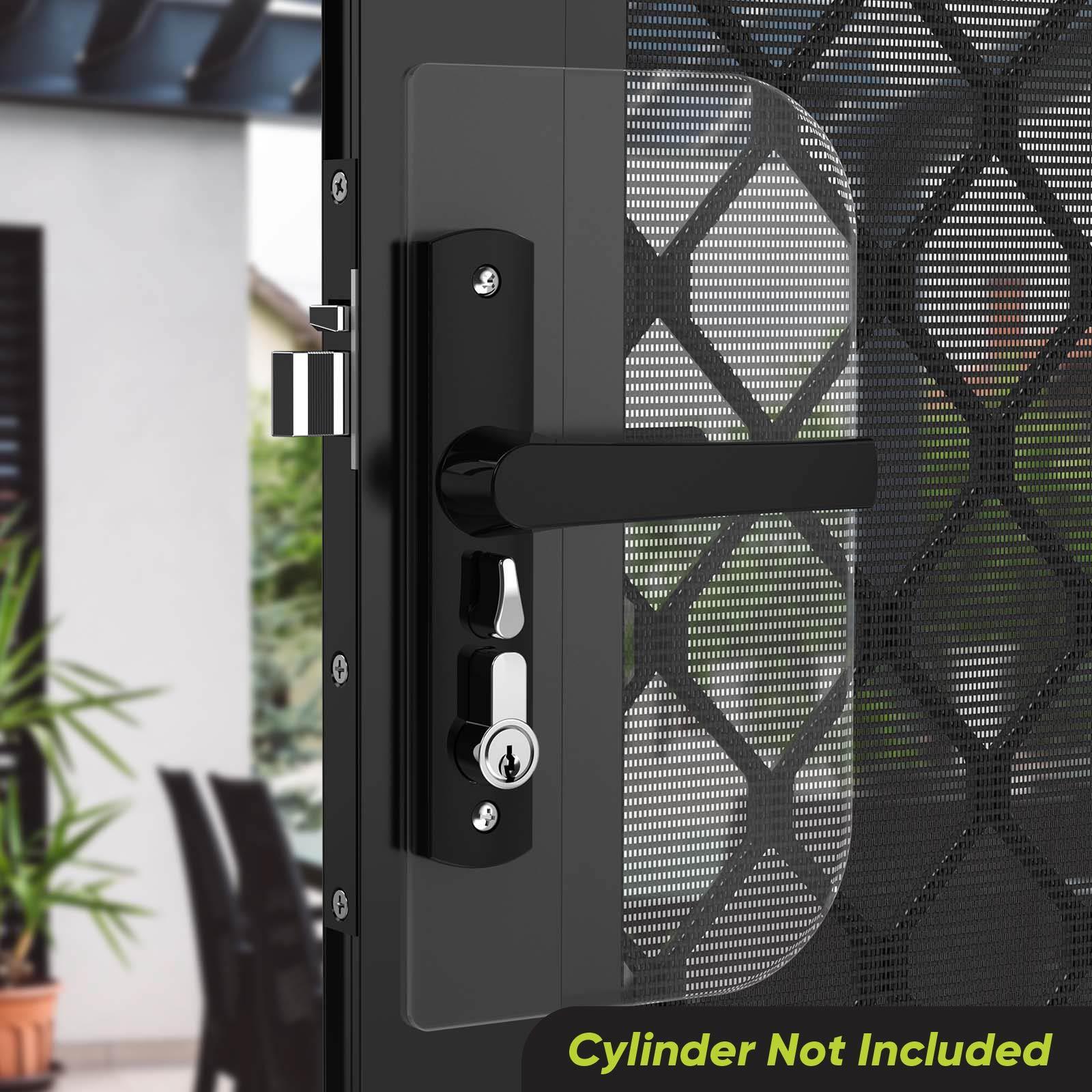 Rolltrak Black Non-Keyed Hinged Screen Door Lock, Alloy, Powder Coated Finish