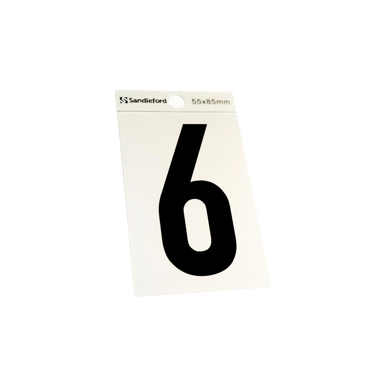 Sandleford Self Adhesive House Number 6 - Silver Black - 85mm - SuperSaverAU - view 1