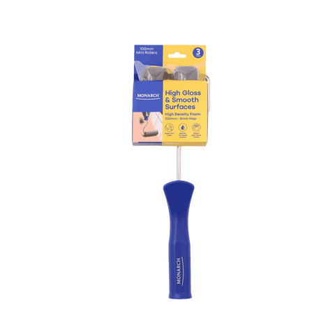 Monarch 100mm 9mm Nap High Density Foam Gloss & Smooth Mini Rollers 3 Piece Kit
