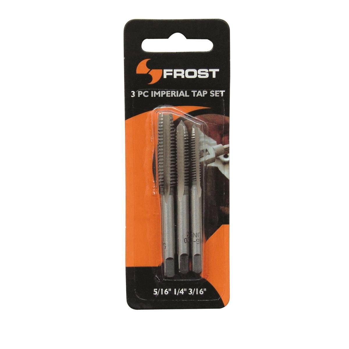 Frost 3 Piece Imperial Tap Set 3/16-1/4-5/16, Steel Thread Cutting Taps