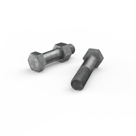 Zenith M16 x 65mm Hot Dip Galvanised Hex Head Bolt and Nut - 4.6 Grade Steel