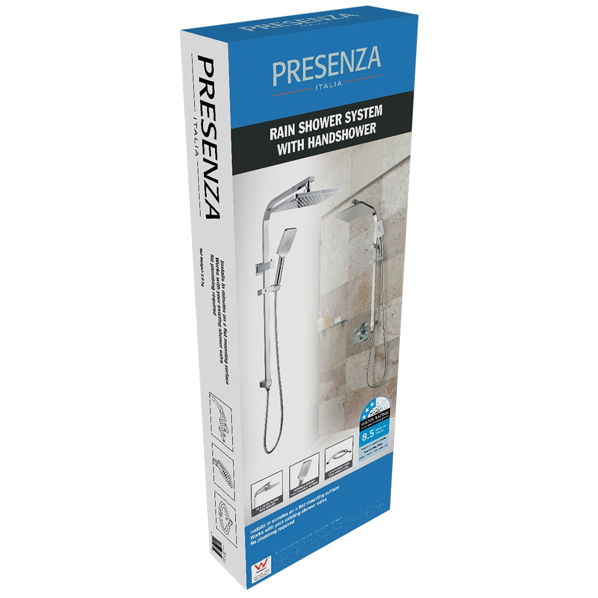 Presenza Chrome Shower Panel With Sliding Adjustable Shower Holder - SuperSaverAU - view 2