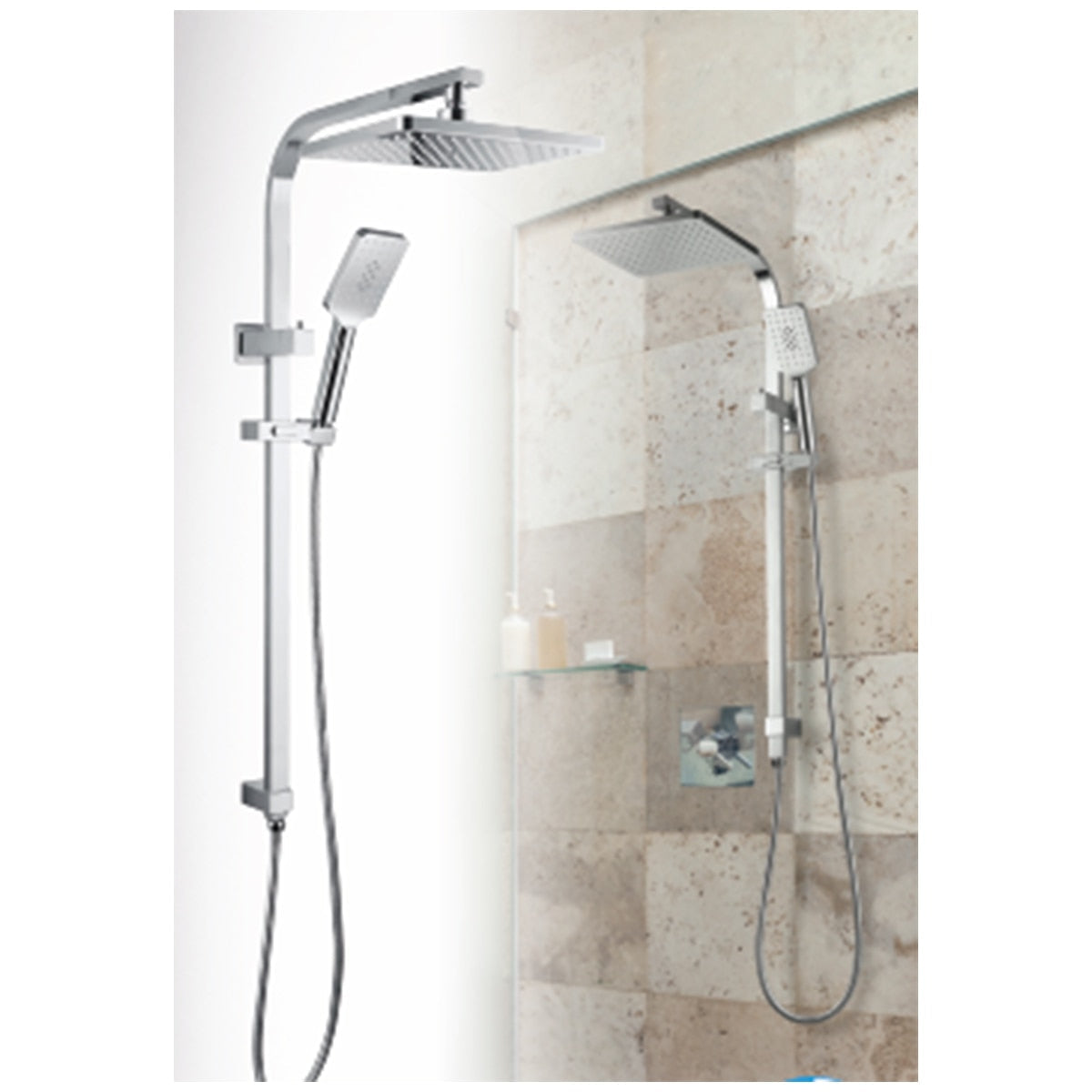Presenza Chrome Shower Panel With Sliding Adjustable Shower Holder - SuperSaverAU - view 3