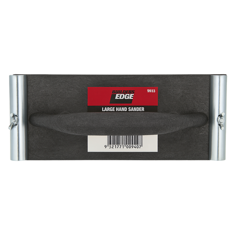 Builders Edge Large Hand Sander Plaster Tool, Foam Grip Black