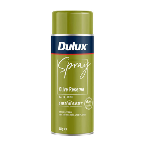 Dulux Spray Paint 340g Satin Olive Reserve - Fast Drying - Self-Priming - SuperSaverAU - view 1