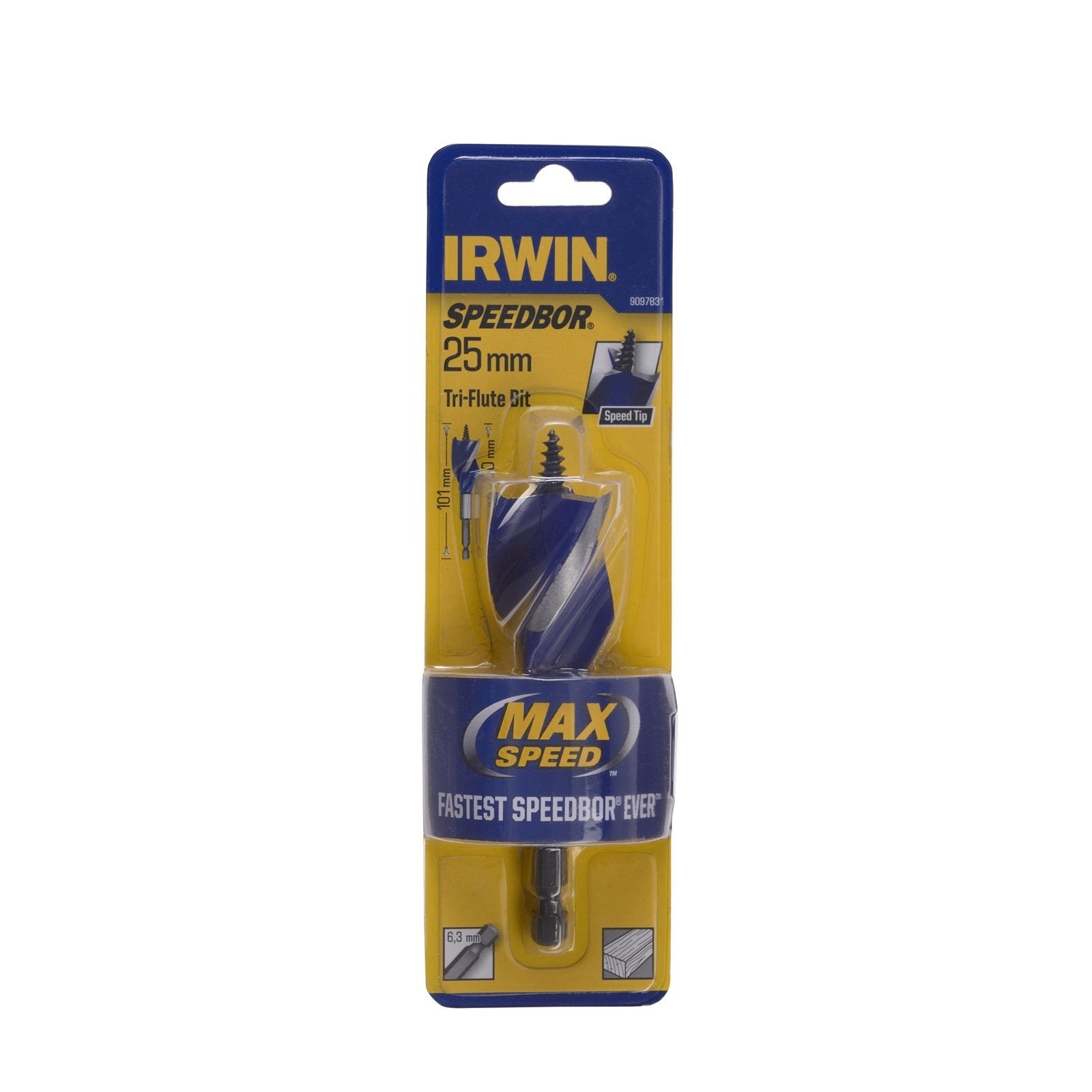 IRWIN 25 x 101mm Speedbor Max Speed Tri-Flute Bit, Quick Change
