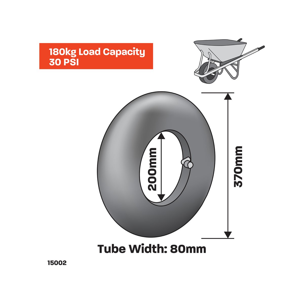 Move It 400 x 8 Replacement Inner Tube - Rubber - Easy Install - Durable - SuperSaverAU - view 2