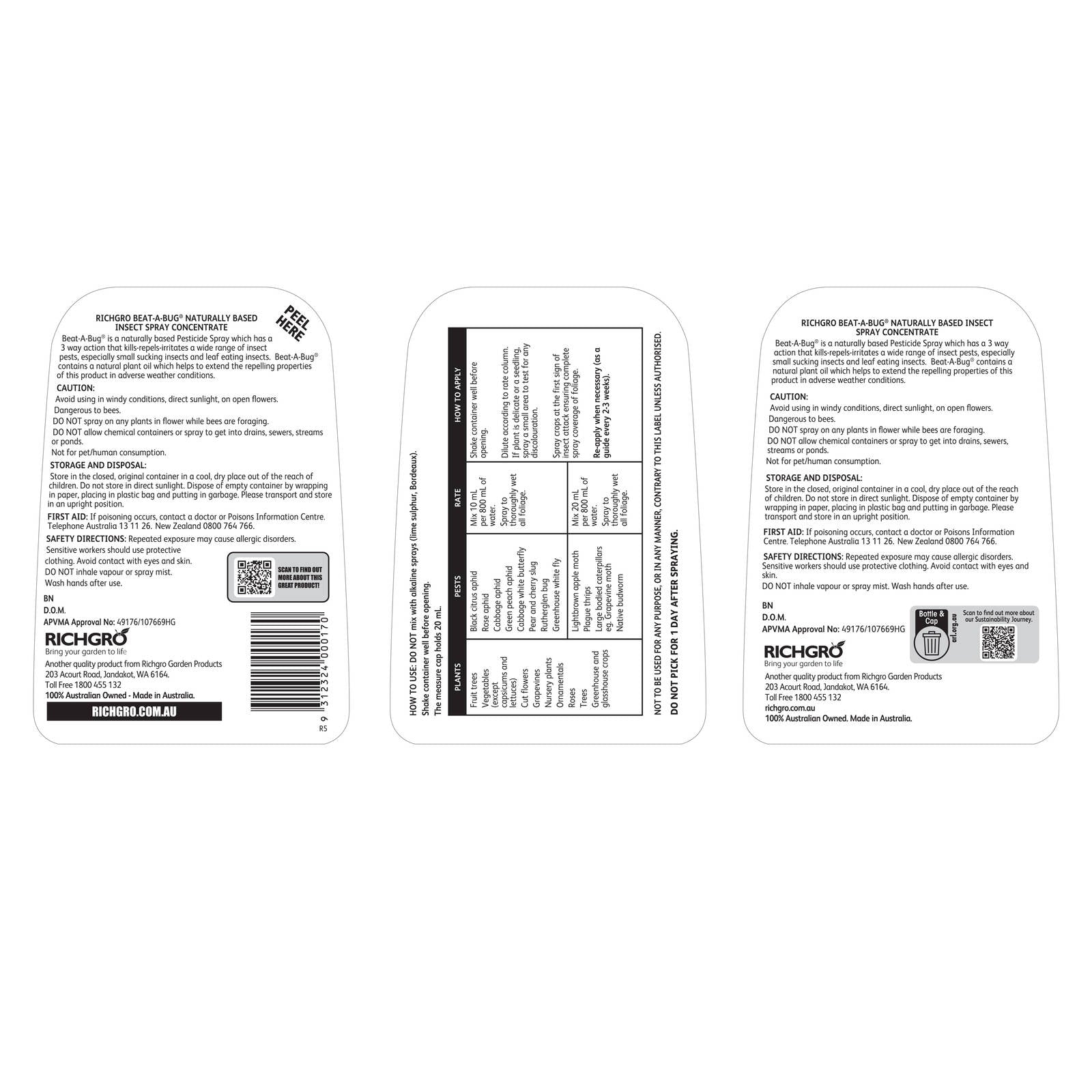 Richgro Beat-A-Bug Naturally Based Insecticide Concentrate 500ml - Garlic & Chilli