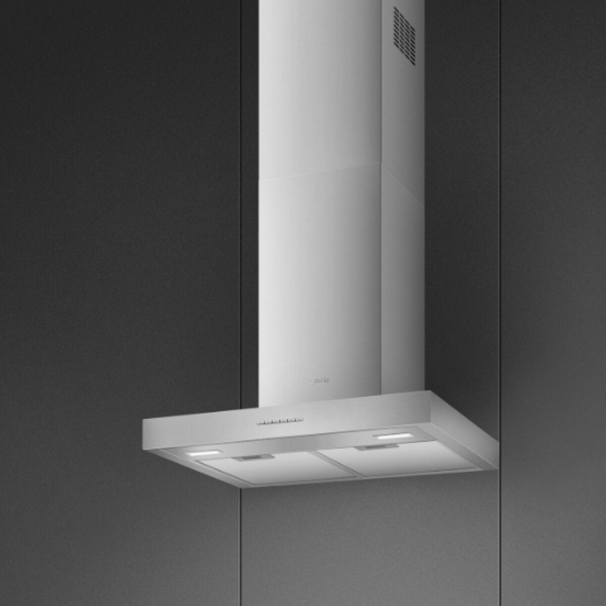 Smeg 70cm Wall Mounted Canopy Rangehood - Stainless Steel, 688m³/h, Boost and Timer - KBTAU700XE