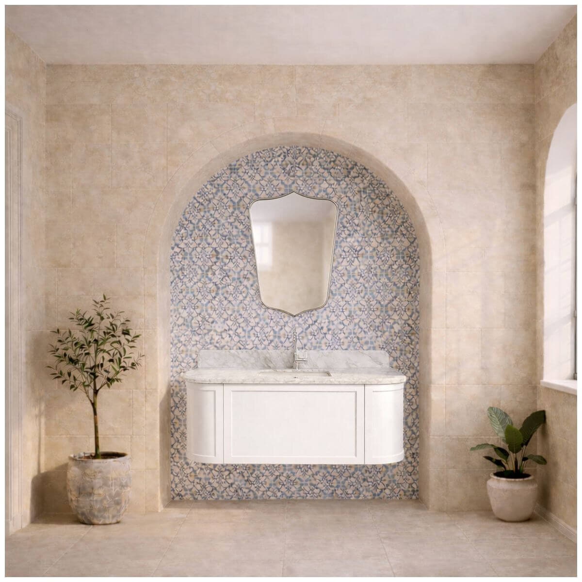 Turner Hastings Evara 120cm wall hung vanity - marble top, white, 3 tapholes - EV120-WH-3TH