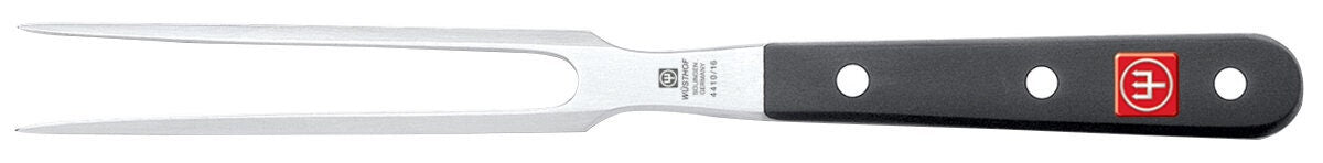 Wusthof Classic 16cm Straight Meat Fork - Carving and Serving Fork, Black Handle - 4410-7-16W