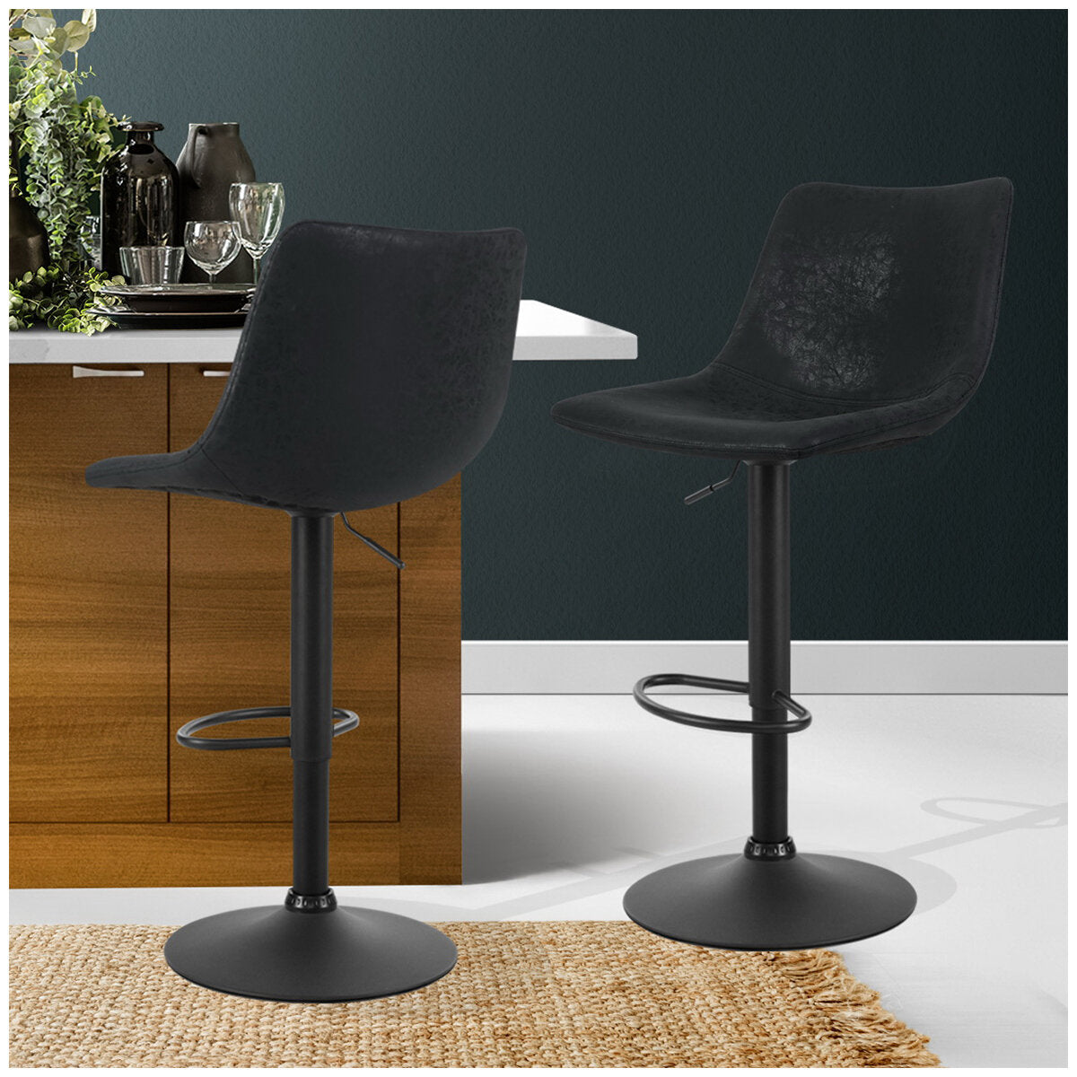 Artiss Vintage Jovy Bar Stool Black 2 Pack - SuperSaverAU - view 3