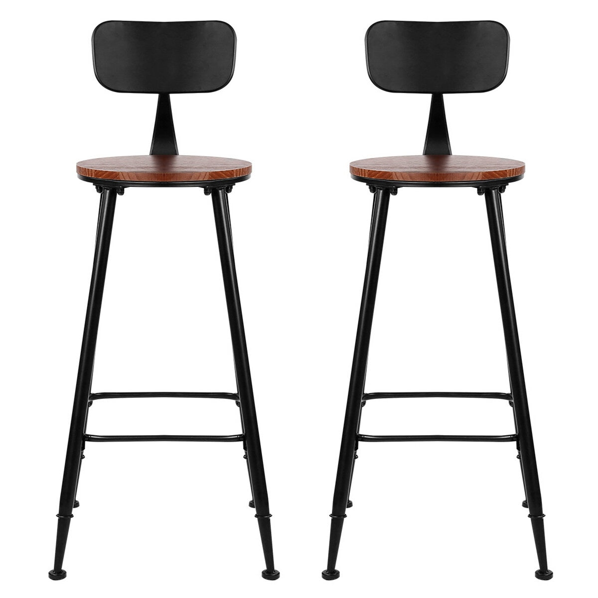 Artiss Vintage Industrial Bar Stool Walnut 2 Pack - SuperSaverAU - view 2