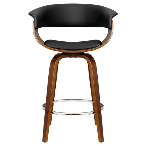 Artiss Bar Stool Fixed Leather Back Wooden Black - SuperSaverAU - view 1