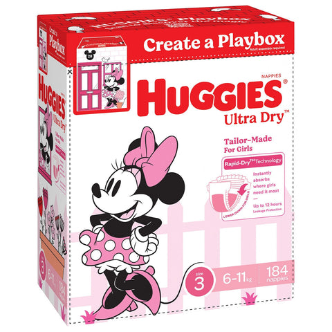 Huggies Girls' Ultra Dry Nappies Size 3 Crawler (6-11kg) 184 Nappies - SuperSaverAU - view 1