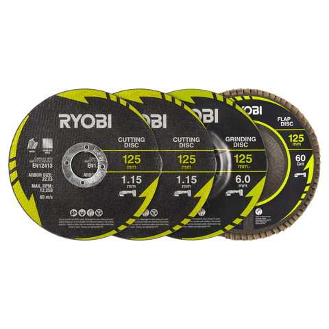 Ryobi 4 Piece Cutting and Grinding Set - 125mm - Metalworking Precision - SuperSaverAU - view 1