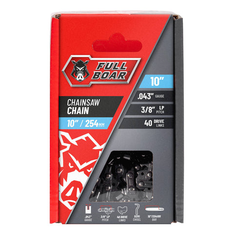 Full Boar 254mm (10") Chainsaw Chain 40 Drive Links 9.53mm Pitch