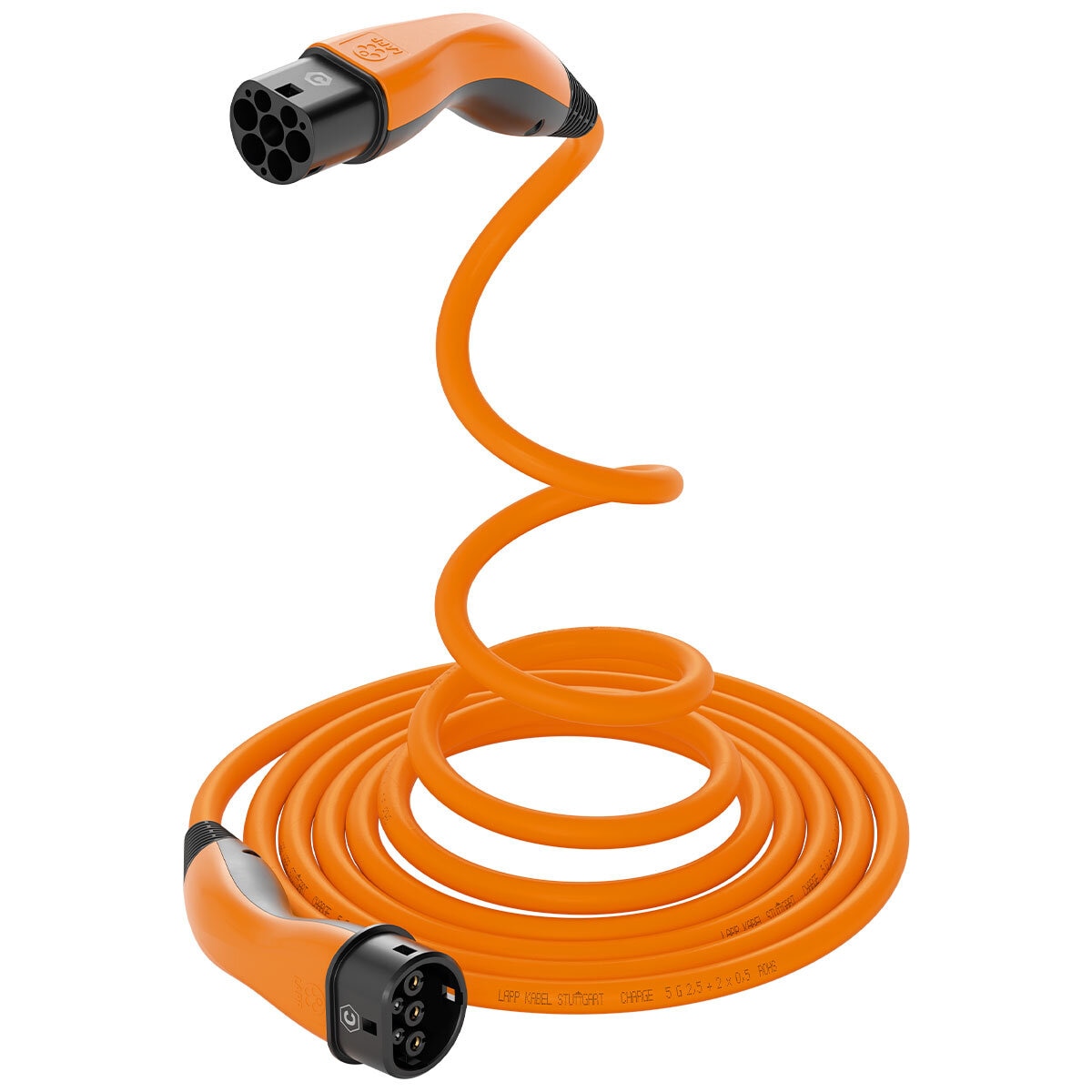 LAPP EV Helix Charge Cable Type 2 (7.4kW-1P-32A) 5M Orange - SuperSaverAU - view 2