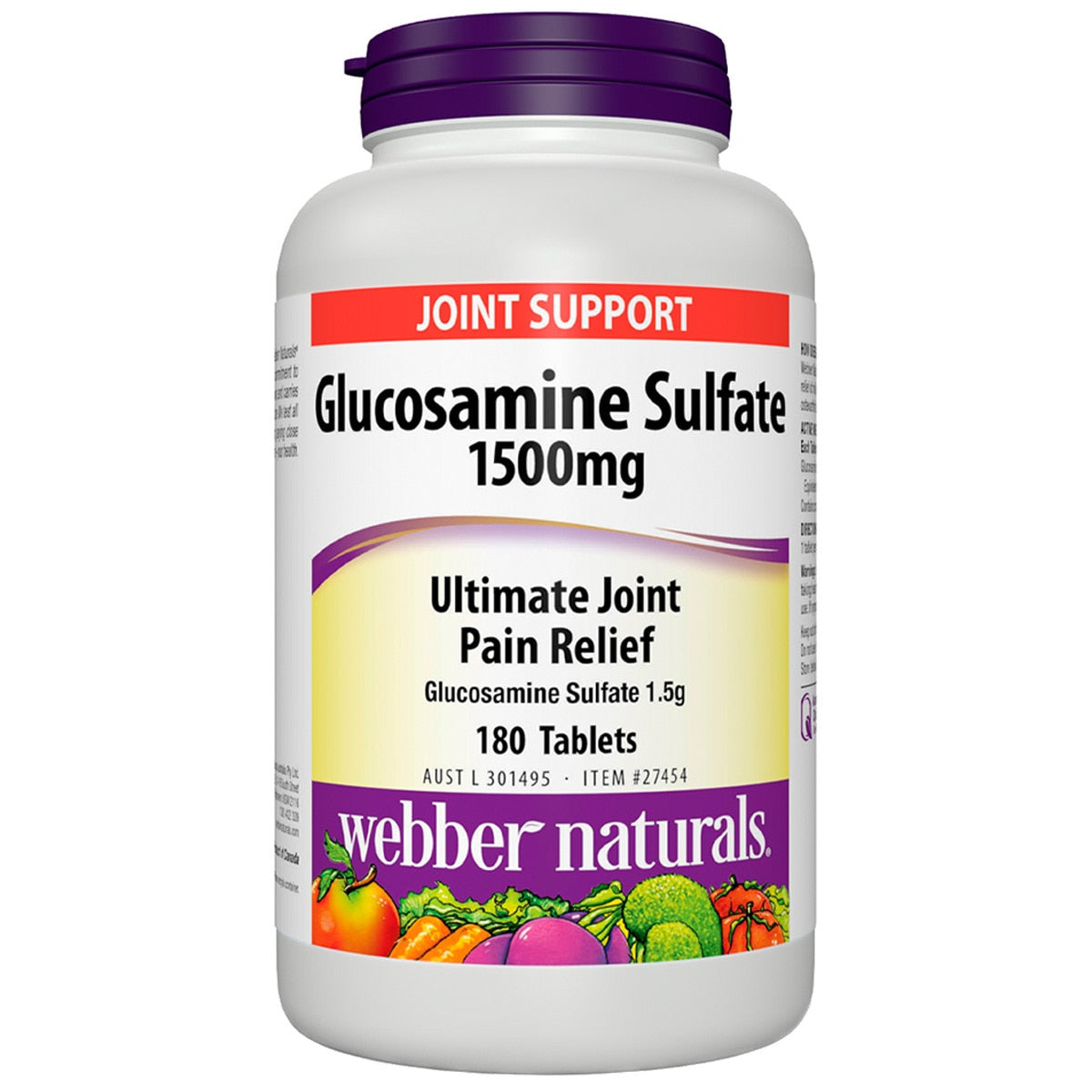 Webber Naturals Glucosamine Sulfate 1500mg 180 Tablets - SuperSaverAU - view 1