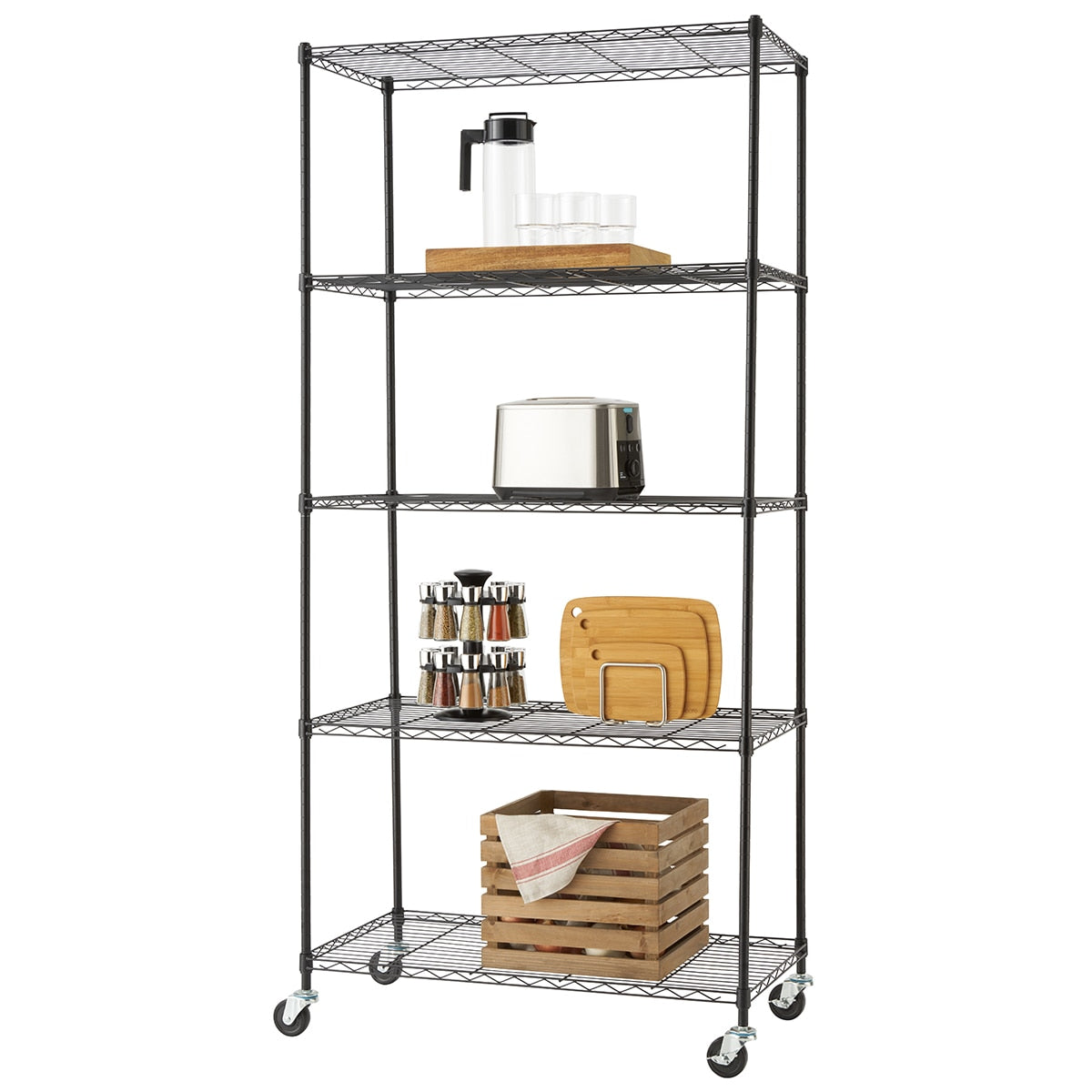 Trinity Basics 5 Tier Shelving Rack Black - SuperSaverAU - view 2