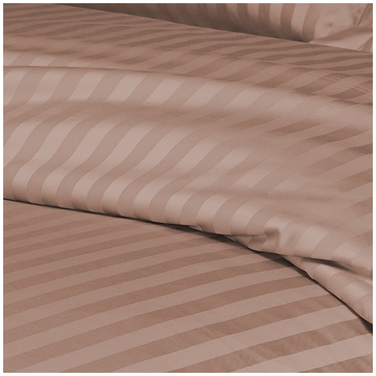 Ramesses 1200 Thread Count Cotton Sateen Stripe King Quilt Cover Set Coffee - SuperSaverAU - view 2